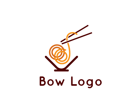 noodles with chopsticks in bowl restaurant logo