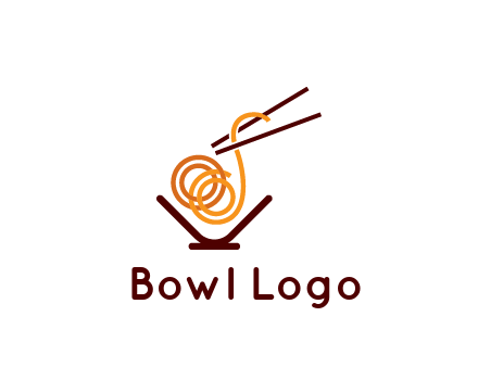 noodles with chopsticks in bowl restaurant logo