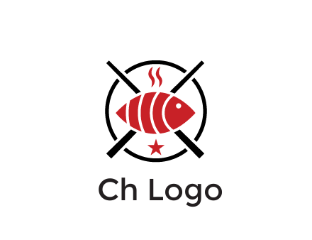 sushi on plate with chopsticks restaurant logo