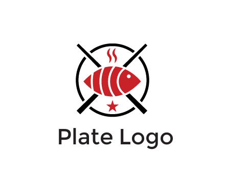 sushi on plate with chopsticks restaurant logo