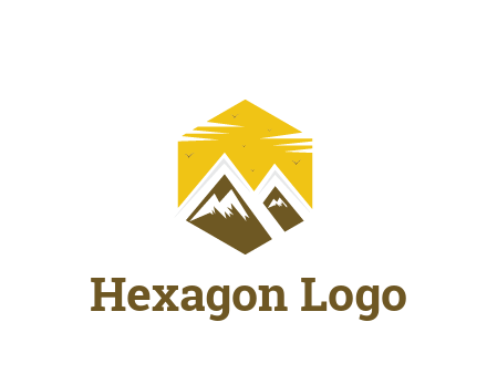 mountains in hexagon travel logo