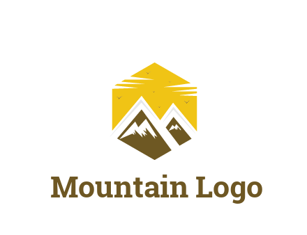 mountains in hexagon travel logo