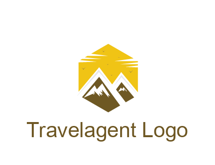 mountains in hexagon travel logo