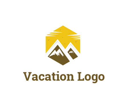 mountains in hexagon travel logo