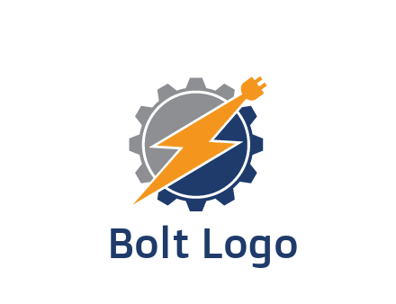 socket with electric bolt in gear engineering logo