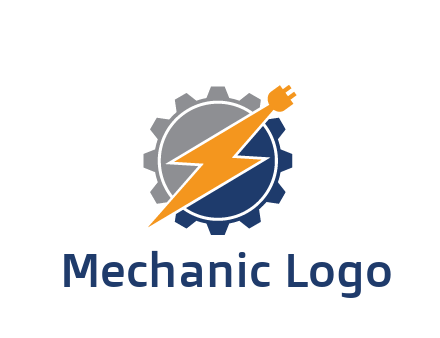 socket with electric bolt in gear engineering logo