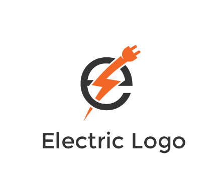 letter E with electric bolt and socket energy logo