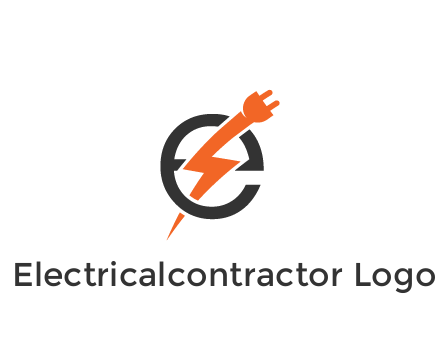 letter E with electric bolt and socket energy logo