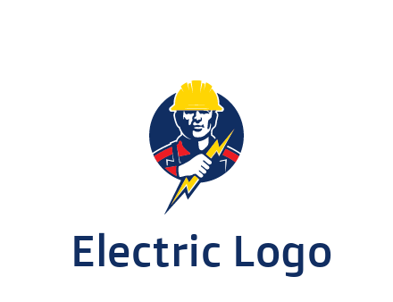 man holding electric bolt energy logo