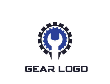 negative spacing of wrench in gear engineering logo