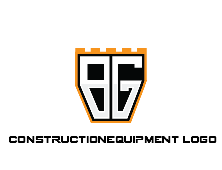 letter B and G in battlement construction logo