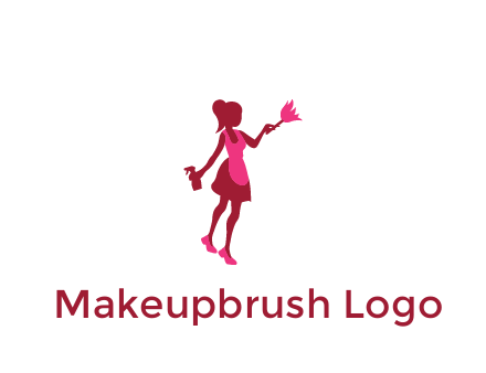 lady wearing apron holding brush cleaning logo