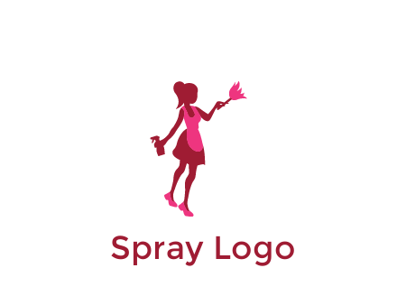 lady wearing apron holding brush cleaning logo