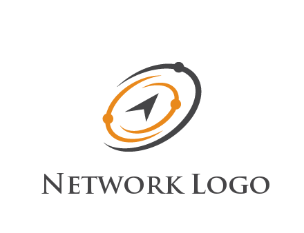 abstract compass arrow in network swooshes information technology logo