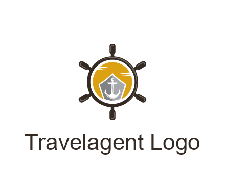 anchor in ship wheel travel logo