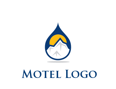 mountain and sun in droplet travel logo