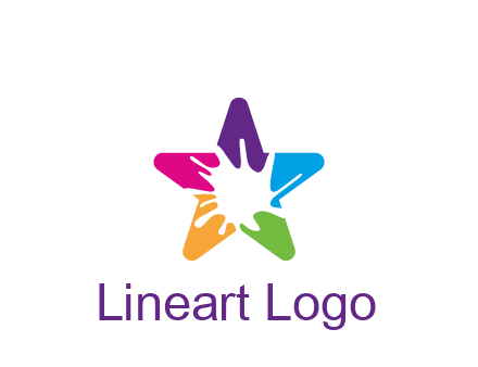 negative spacing of splash in colorful star art logo