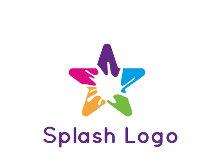 negative spacing of splash in colorful star art logo