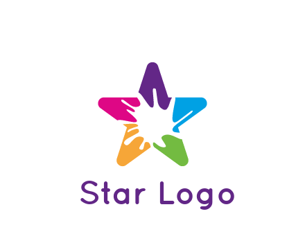 negative spacing of splash in colorful star art logo