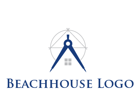 abstract house with compass construction logo