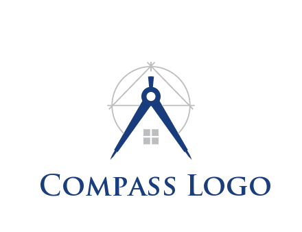 abstract house with compass construction logo