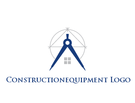 abstract house with compass construction logo