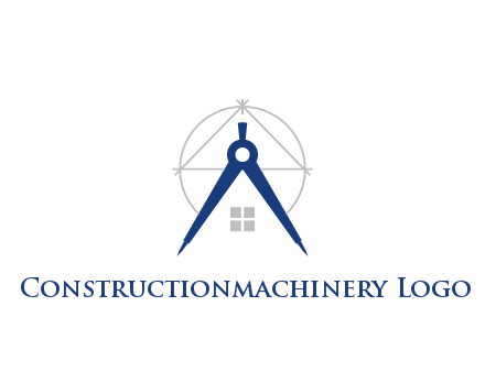 abstract house with compass construction logo