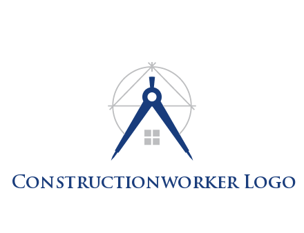 abstract house with compass construction logo