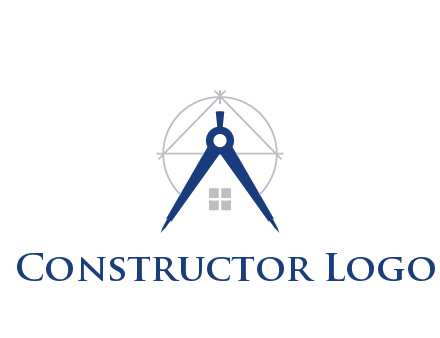 abstract house with compass construction logo