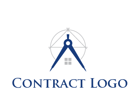 abstract house with compass construction logo