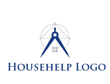 abstract house with compass construction logo