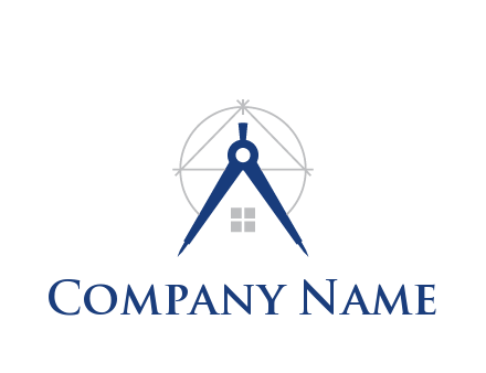 abstract house with compass construction logo