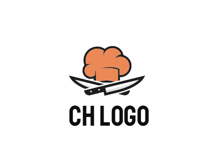 chef hat with knives restaurant logo