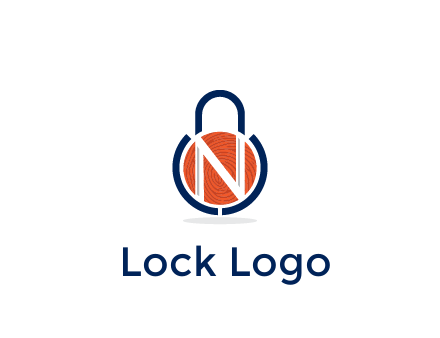 lock with letter N security logo