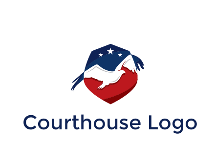 American flag badge with eagle legal logo