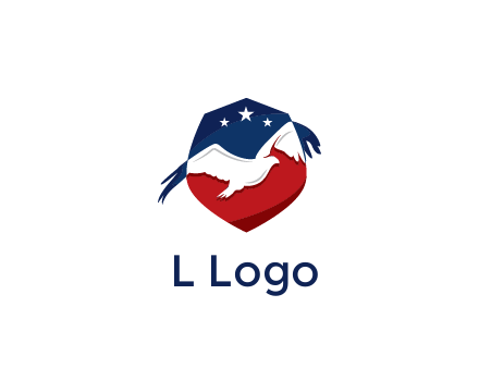 American flag badge with eagle legal logo