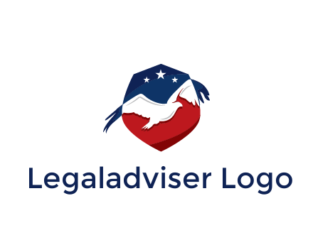 American flag badge with eagle legal logo