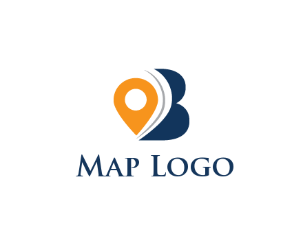 map pin with abstract letter B travel logo