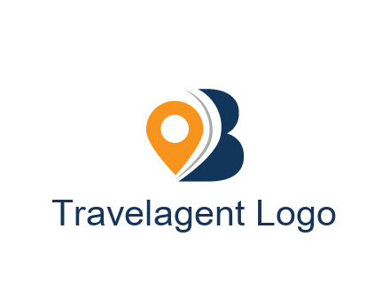 map pin with abstract letter B travel logo