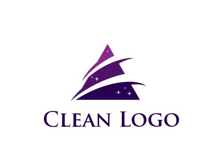 gradient triangle with swoosh and stars cleaning logo