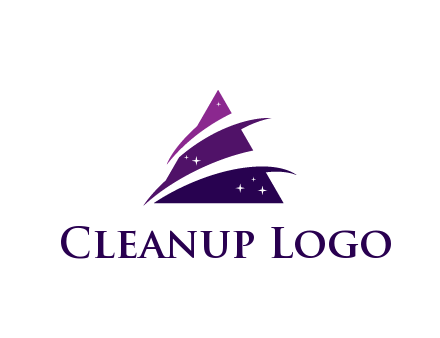 gradient triangle with swoosh and stars cleaning logo