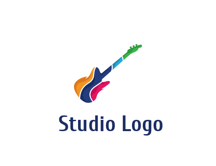 colorful guitar music logo