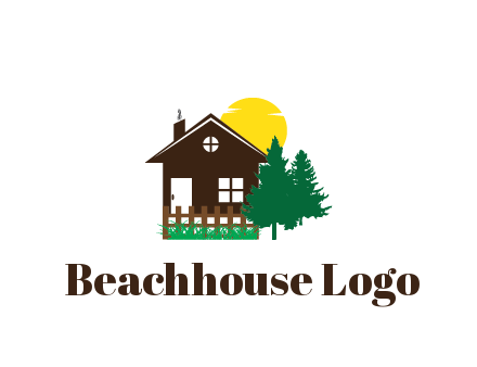 house with sun and trees housing logo