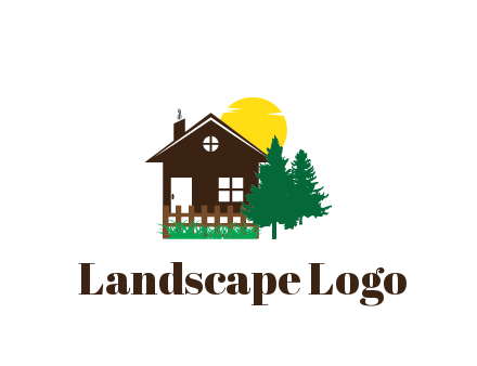 house with sun and trees housing logo