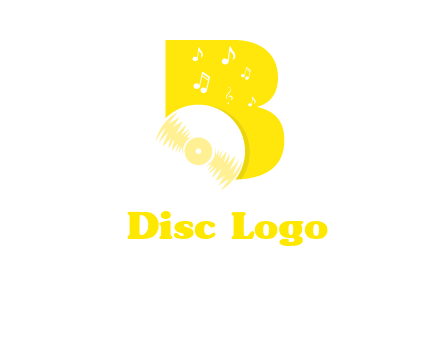 disk incorporated with letter b with music notes logo