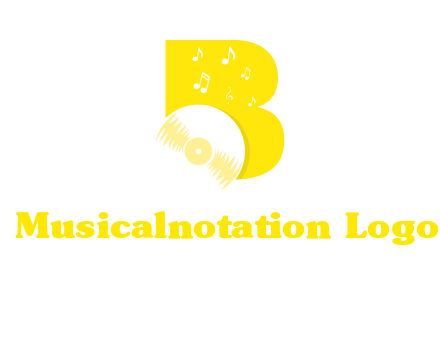 disk incorporated with letter b with music notes logo