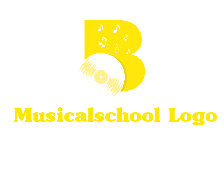 disk incorporated with letter b with music notes logo