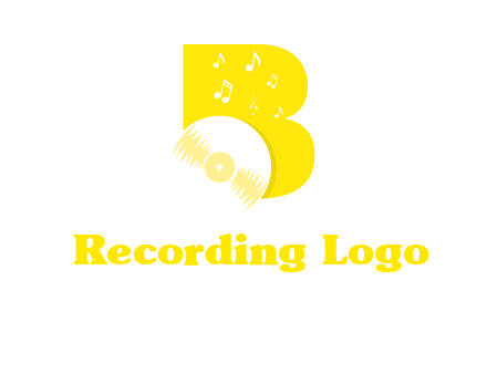 disk incorporated with letter b with music notes logo