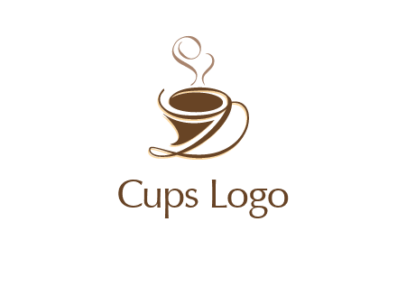 fancy abstract coffee cup with steam beverage logo