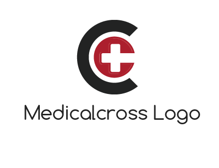 medical symbol inside the circle with letter c logo